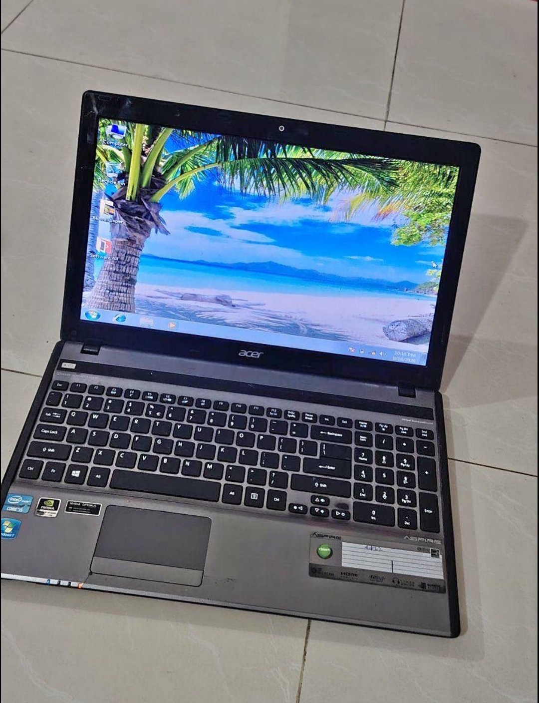 Core i5 3th gen ram 4gb hdd 500gb sathe orginal cahrger display 15″ keyboard problems