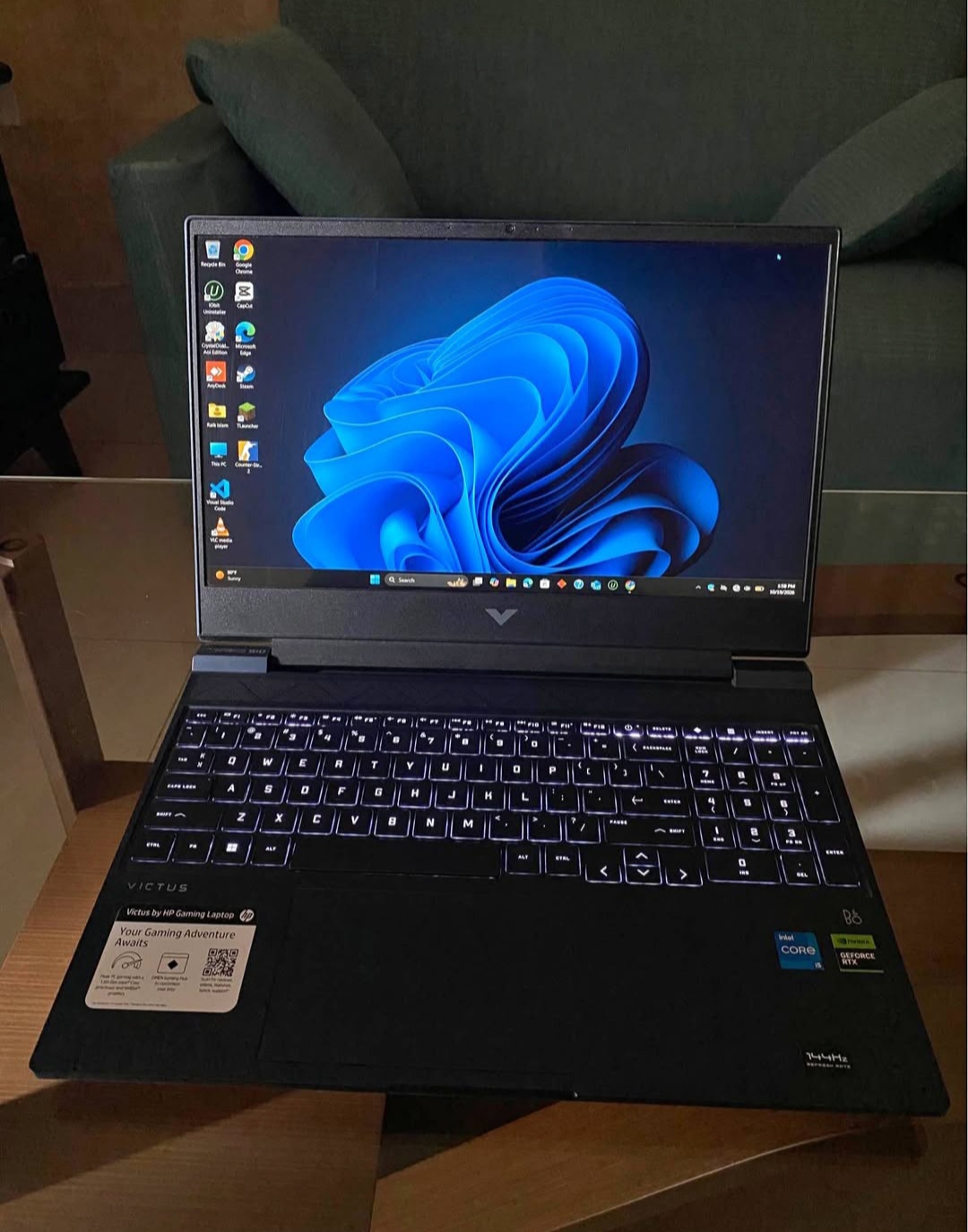 Hp Victus 15 fa1093dx || RTX3050 6 GB || Intel core i5-13420H || 8/512 GB RAM and SSD.